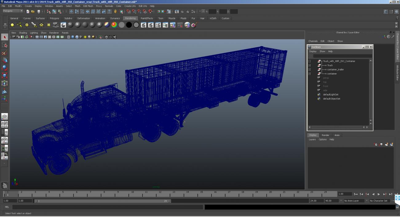 Truck with 48ft ISO Container 3D model