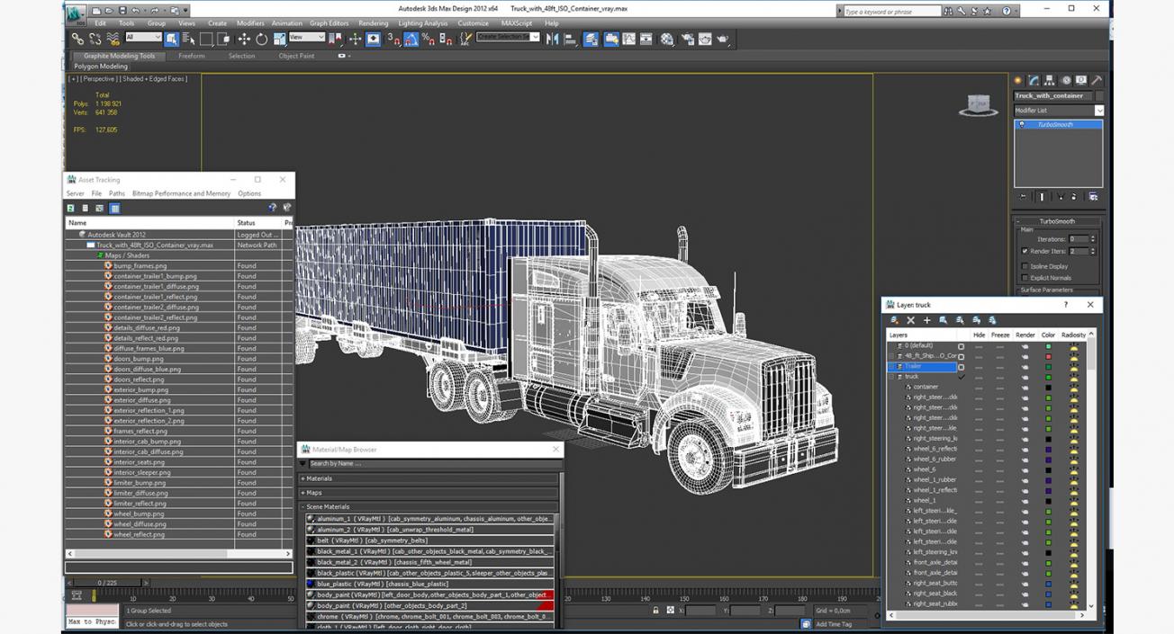 Truck with 48ft ISO Container 3D model