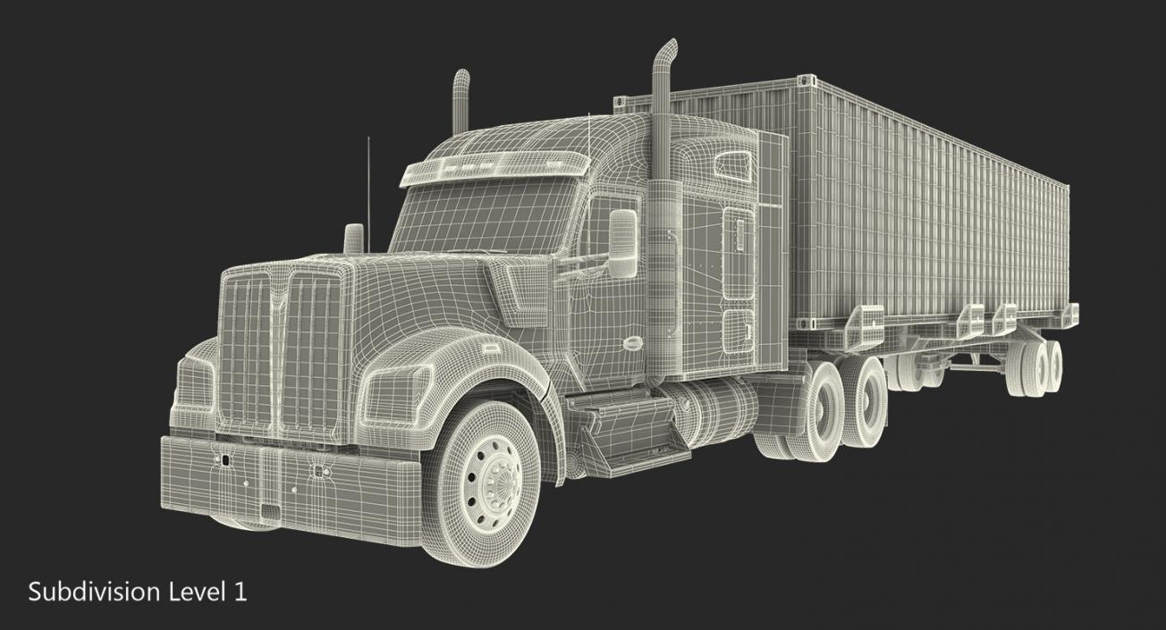 Truck with 48ft ISO Container 3D model