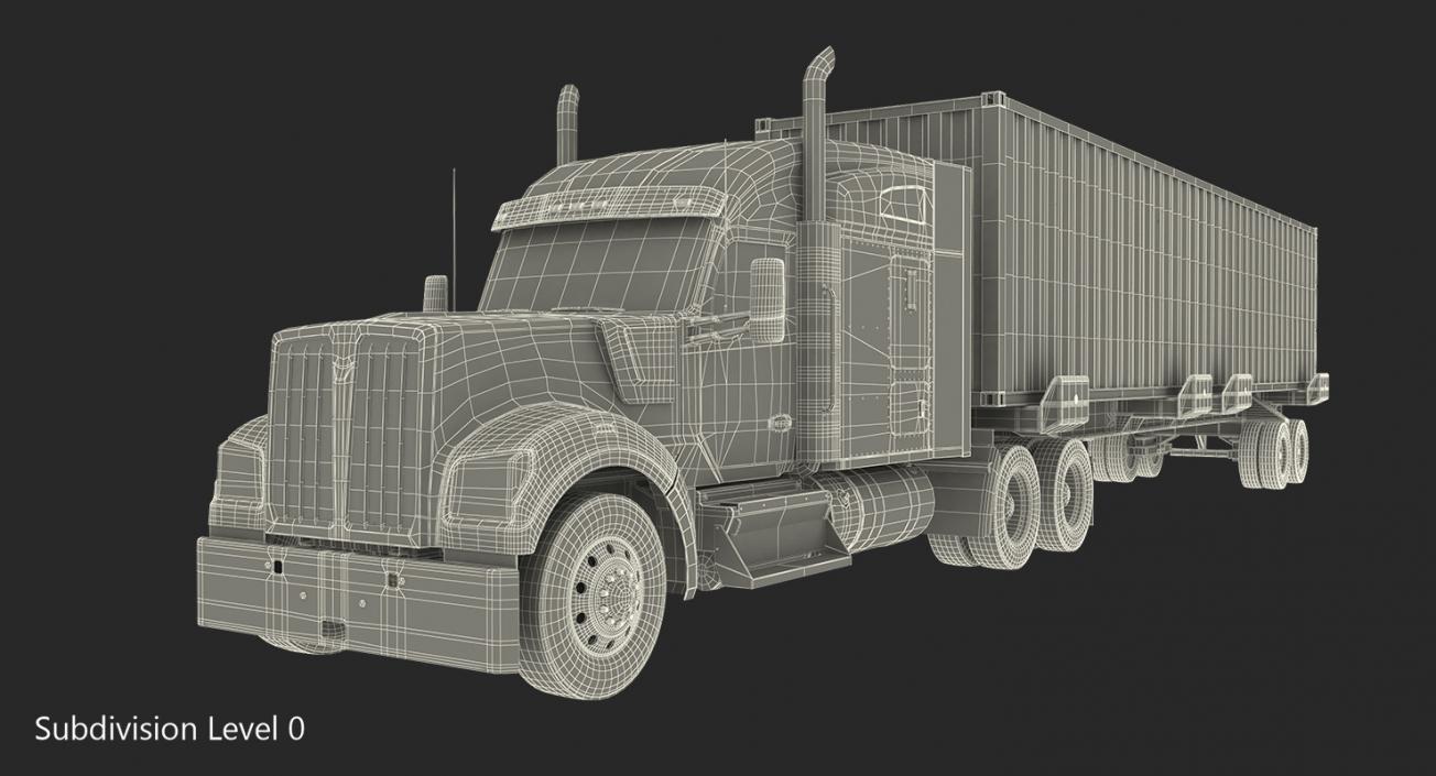 Truck with 48ft ISO Container 3D model