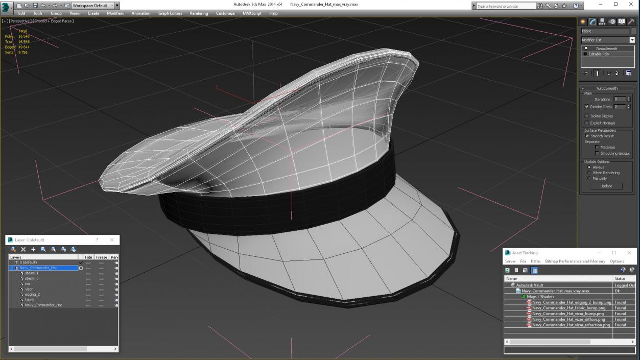 3D Navy Commander Hat model