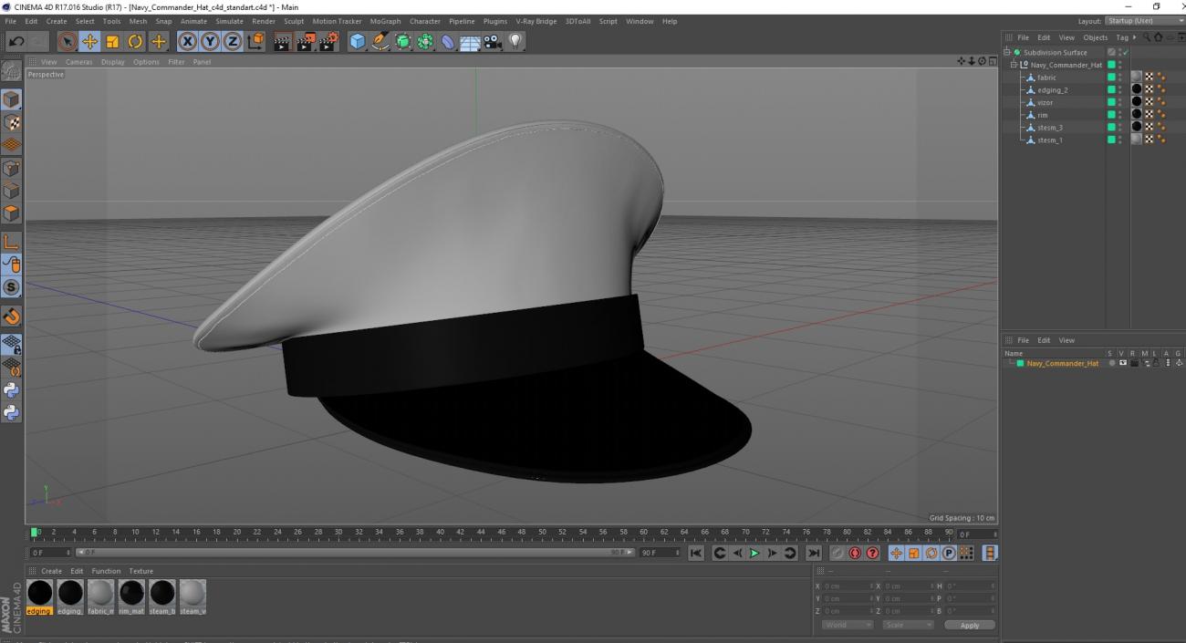 3D Navy Commander Hat model