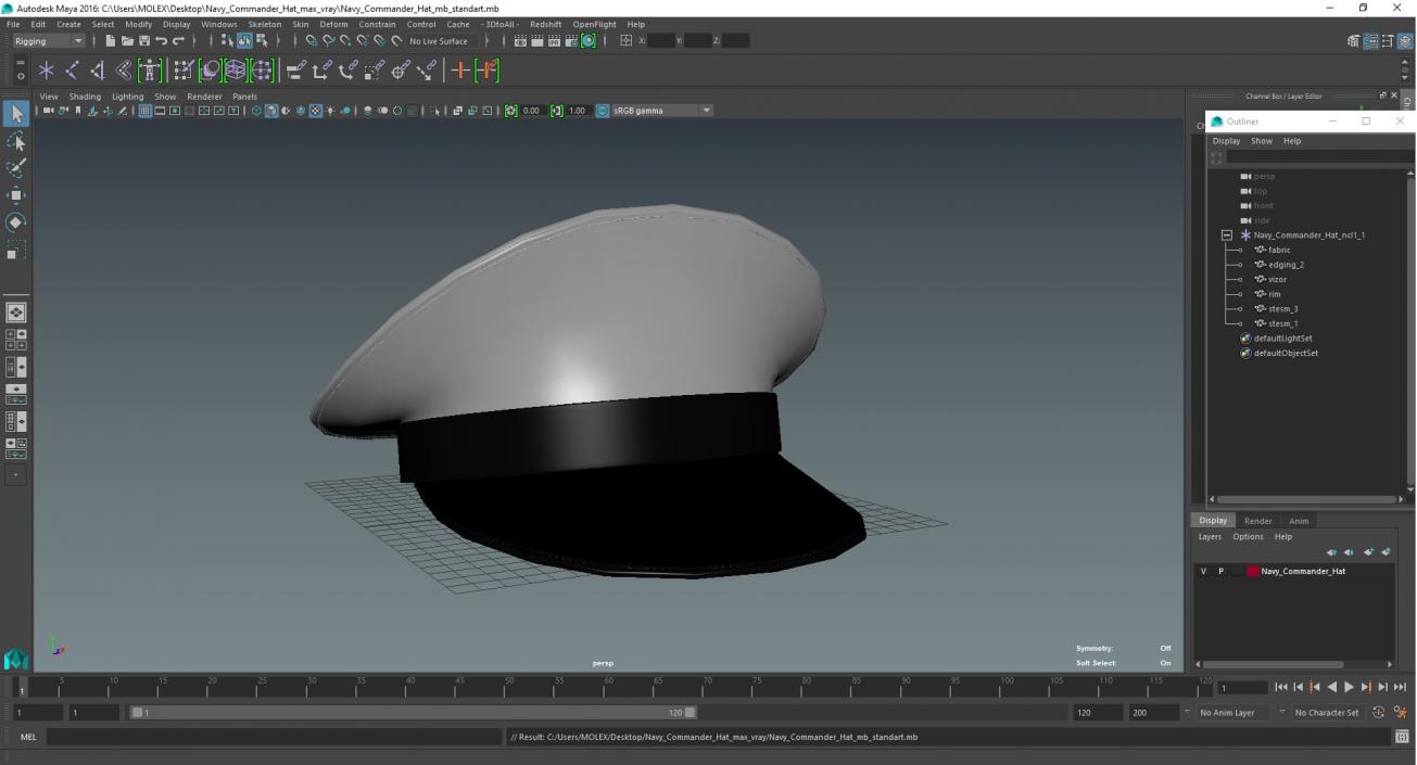 3D Navy Commander Hat model