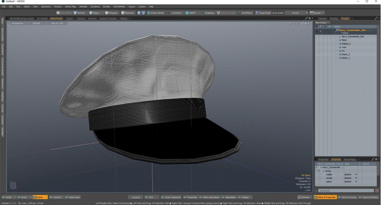 3D Navy Commander Hat model