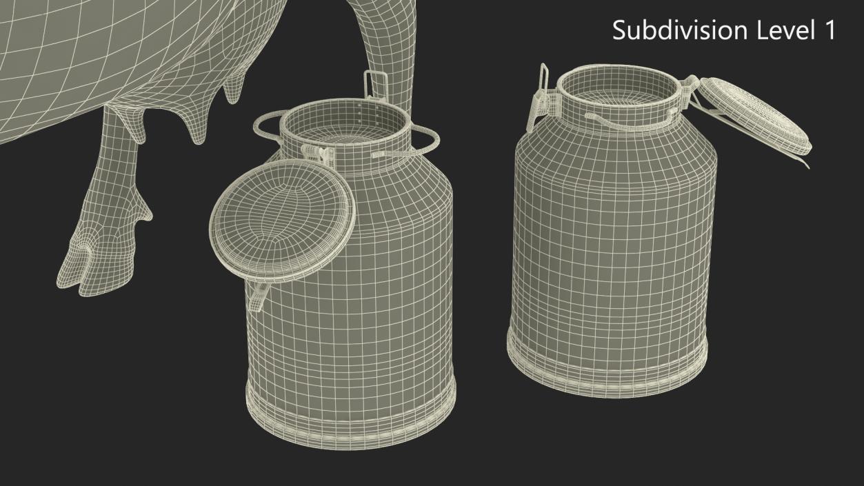 Jersey Heifer and Milk Bucket 3D model