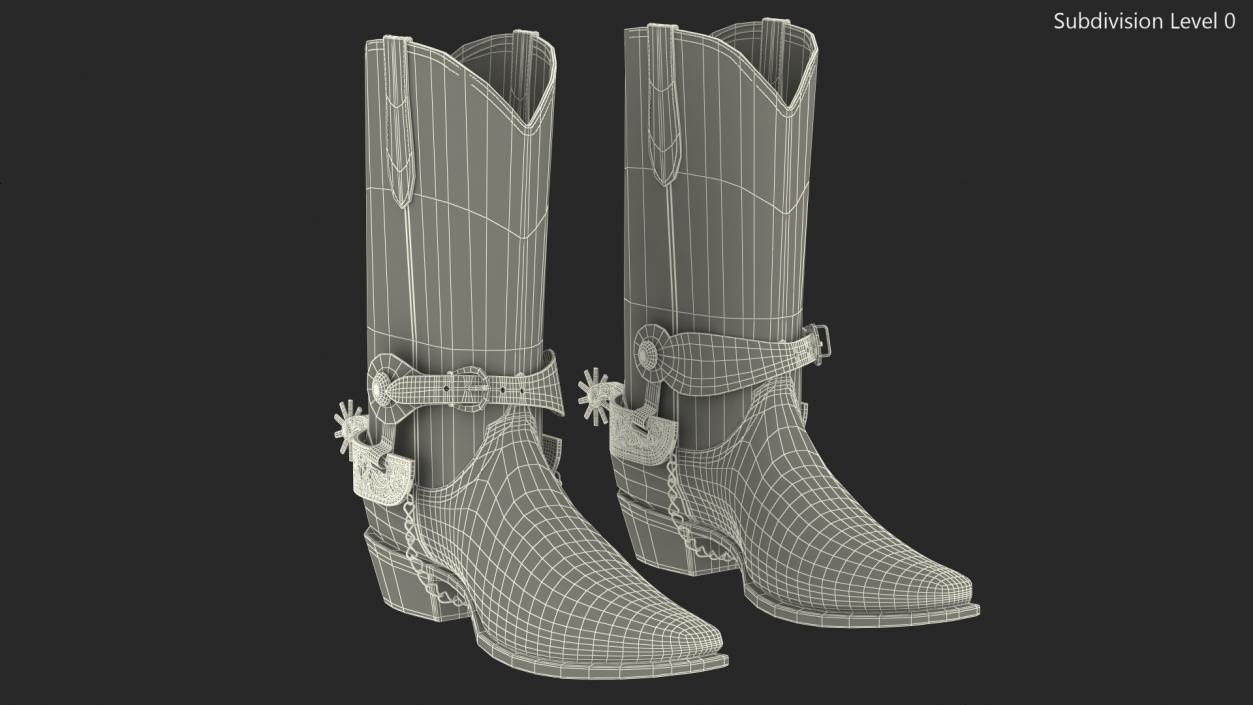 3D Crocodile Cowboy Boots with Spurs model