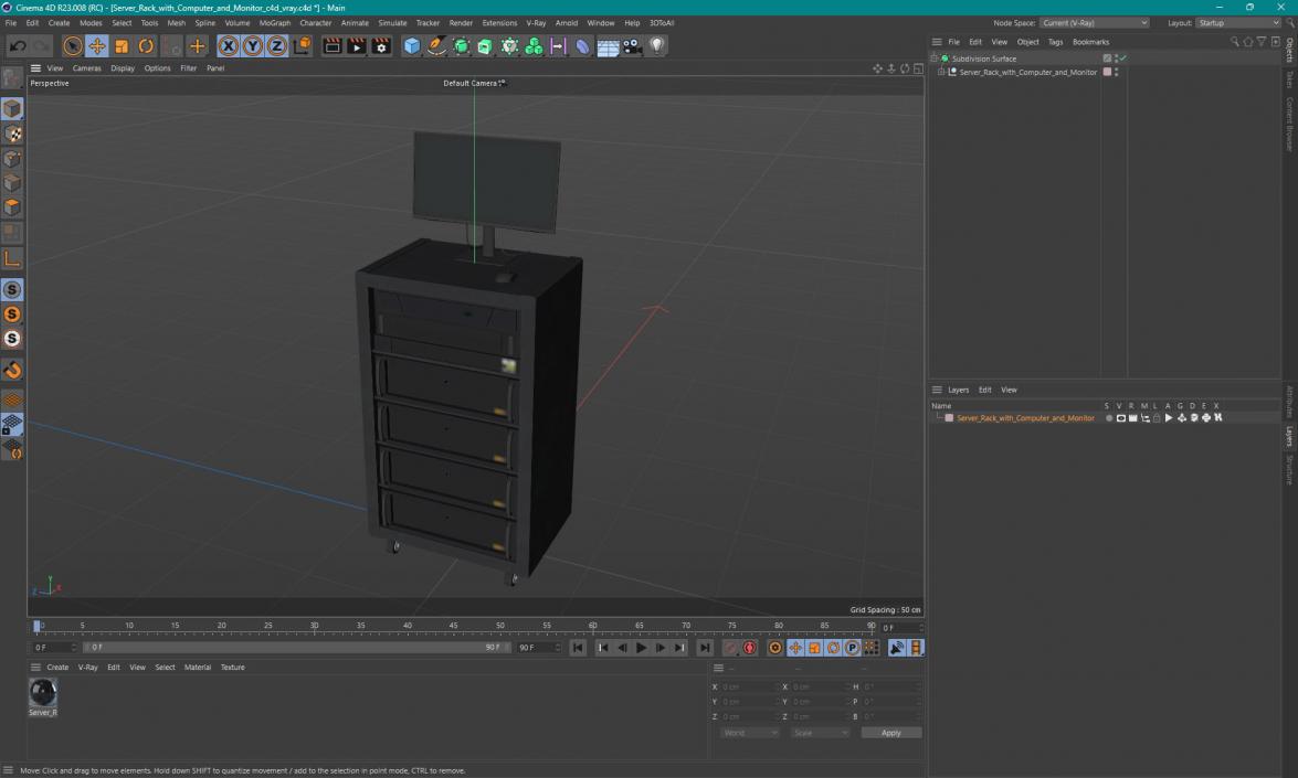 Server Rack with Computer and Monitor 3D