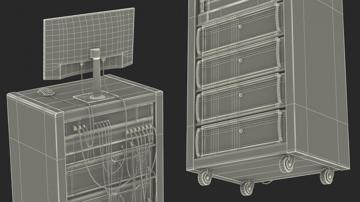 Server Rack with Computer and Monitor 3D