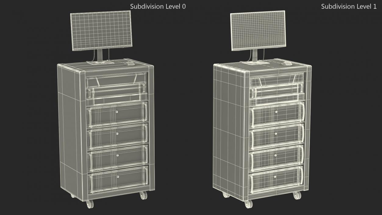 Server Rack with Computer and Monitor 3D