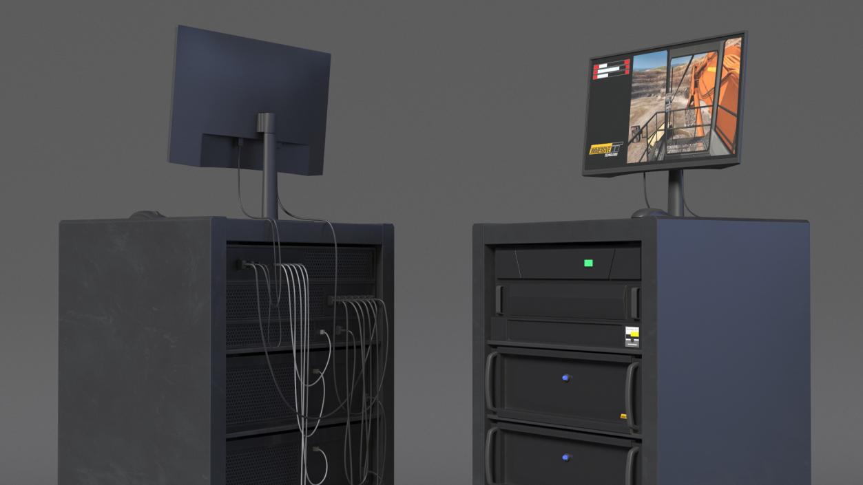 Server Rack with Computer and Monitor 3D