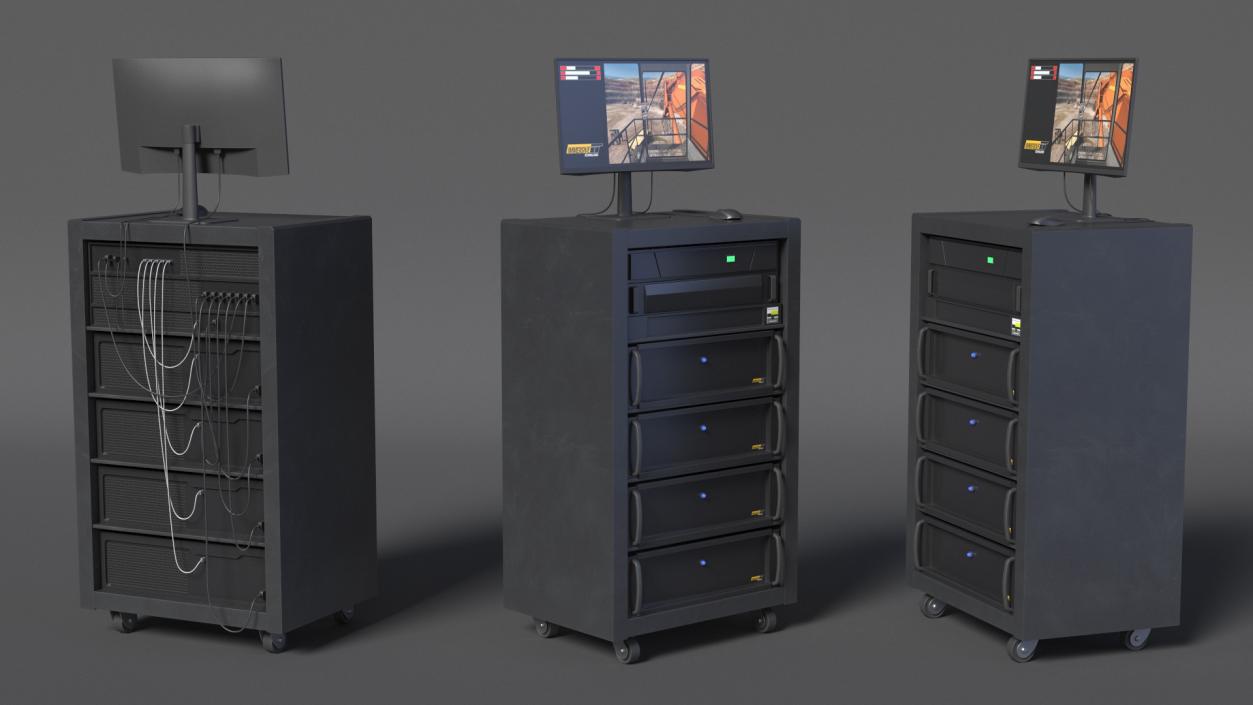 Server Rack with Computer and Monitor 3D