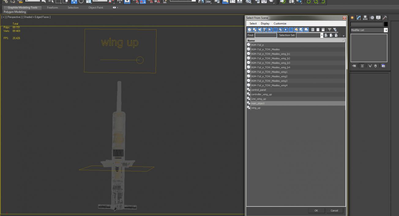 3D BGM 71E TOW Missile Rigged