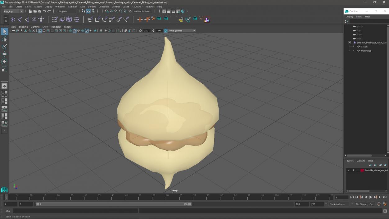 3D Smooth Meringue with Caramel Filling 2 model