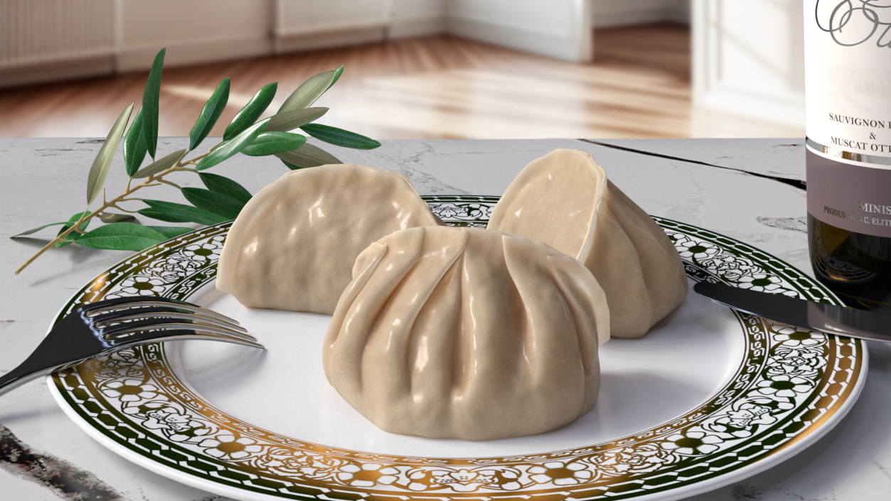 3D model Chinese Dumpling Cooked 2