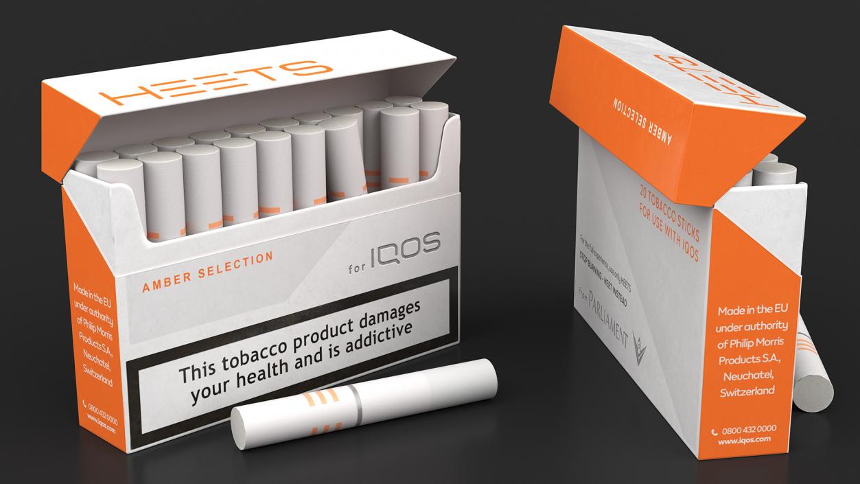 Amber Heets IQOS Pack Open with Stick 3D