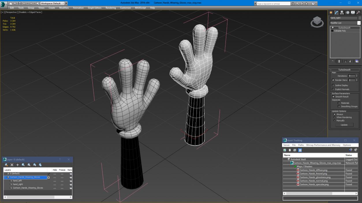 3D Cartoon Hands Wearing Gloves model