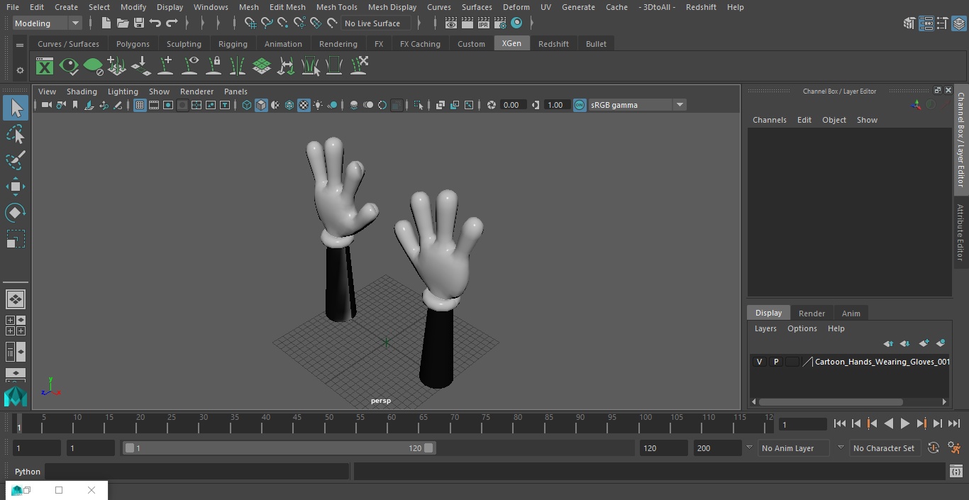 3D Cartoon Hands Wearing Gloves model