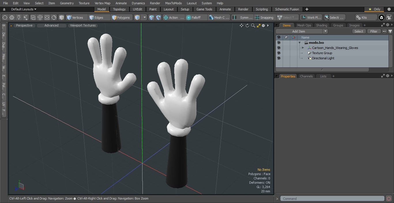 3D Cartoon Hands Wearing Gloves model