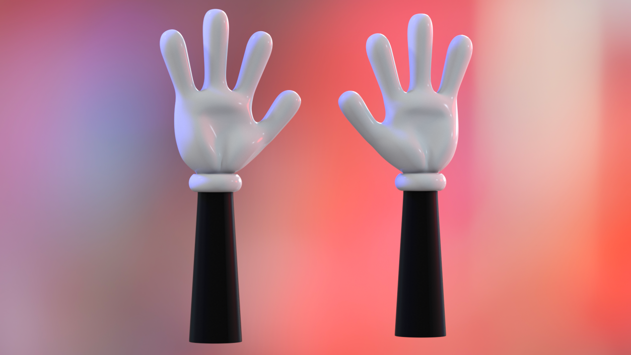 3D Cartoon Hands Wearing Gloves model