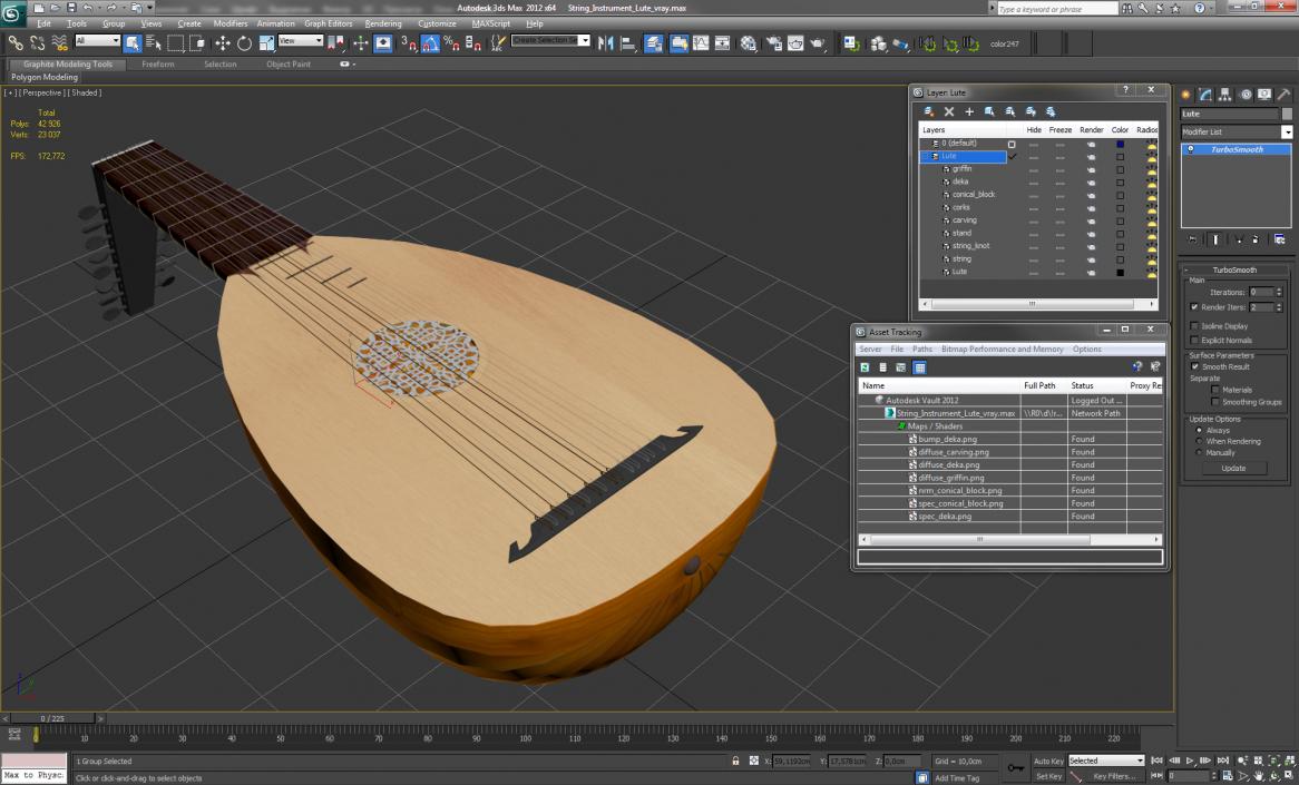 String Instrument Lute 3D