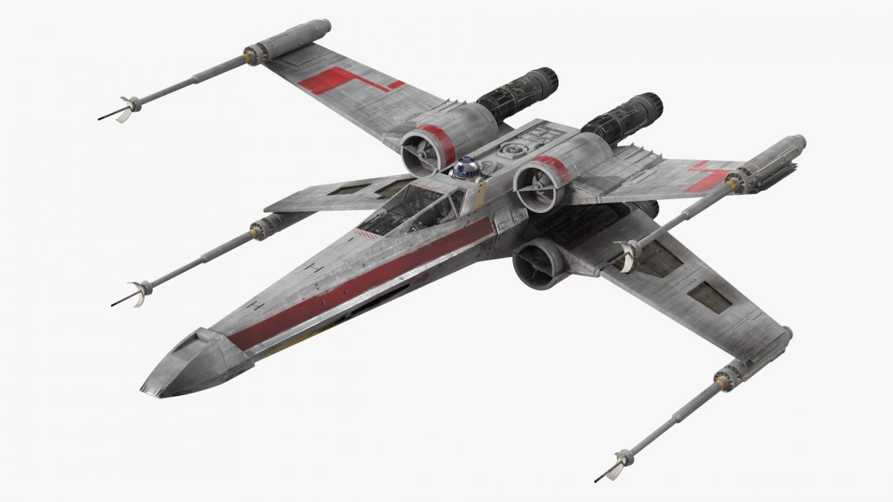 3D model Space Fighter X-Wing Starship with R2-D2