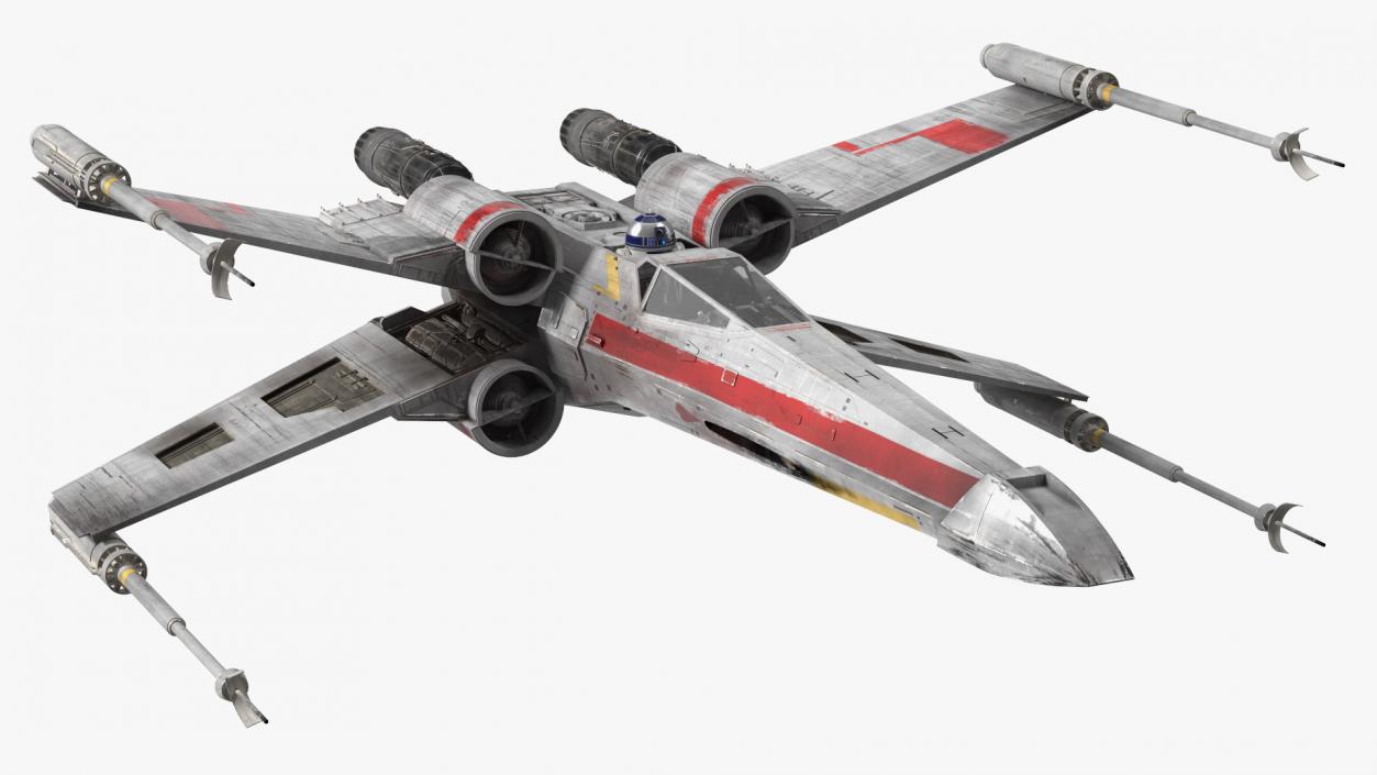 3D model Space Fighter X-Wing Starship with R2-D2