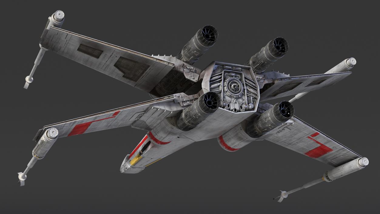 3D model Space Fighter X-Wing Starship with R2-D2