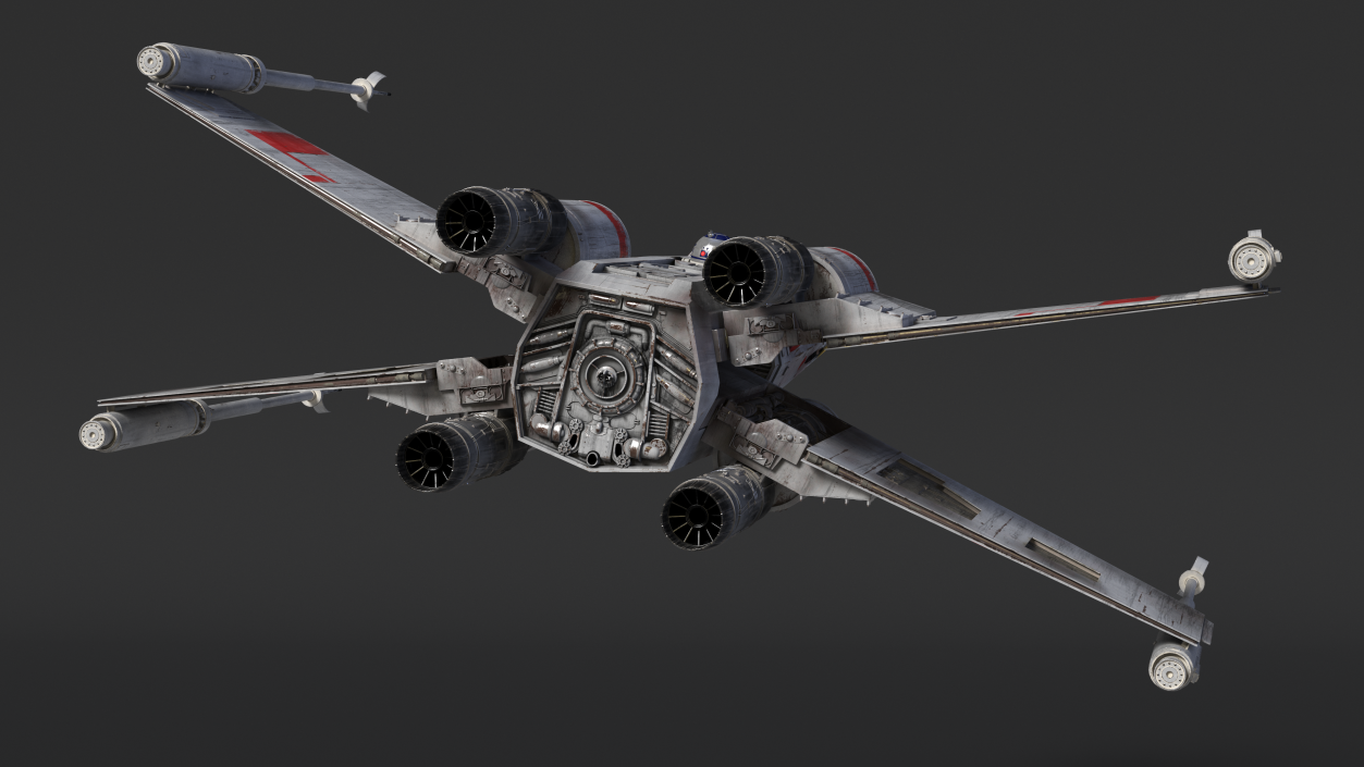 3D model Space Fighter X-Wing Starship with R2-D2