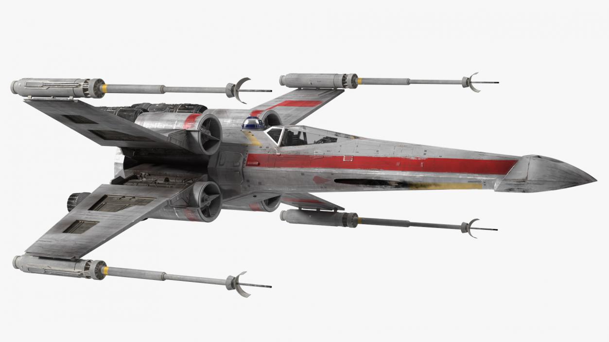 3D model Space Fighter X-Wing Starship with R2-D2