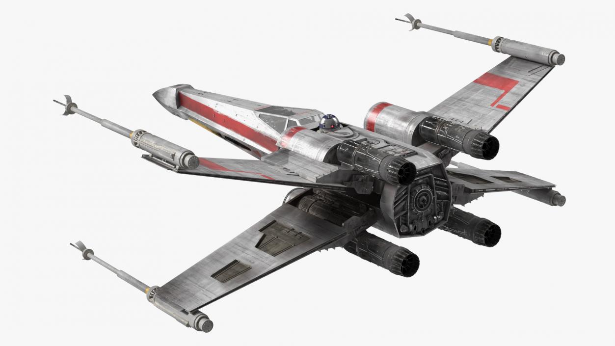 3D model Space Fighter X-Wing Starship with R2-D2