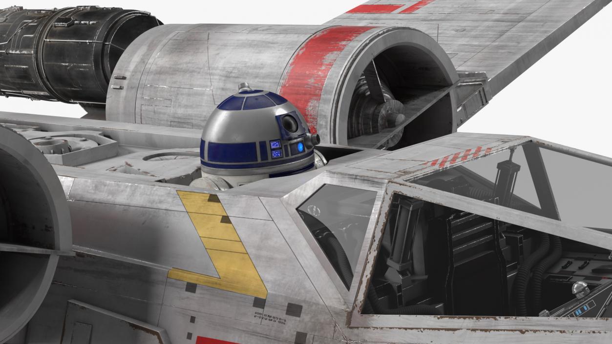 3D model Space Fighter X-Wing Starship with R2-D2