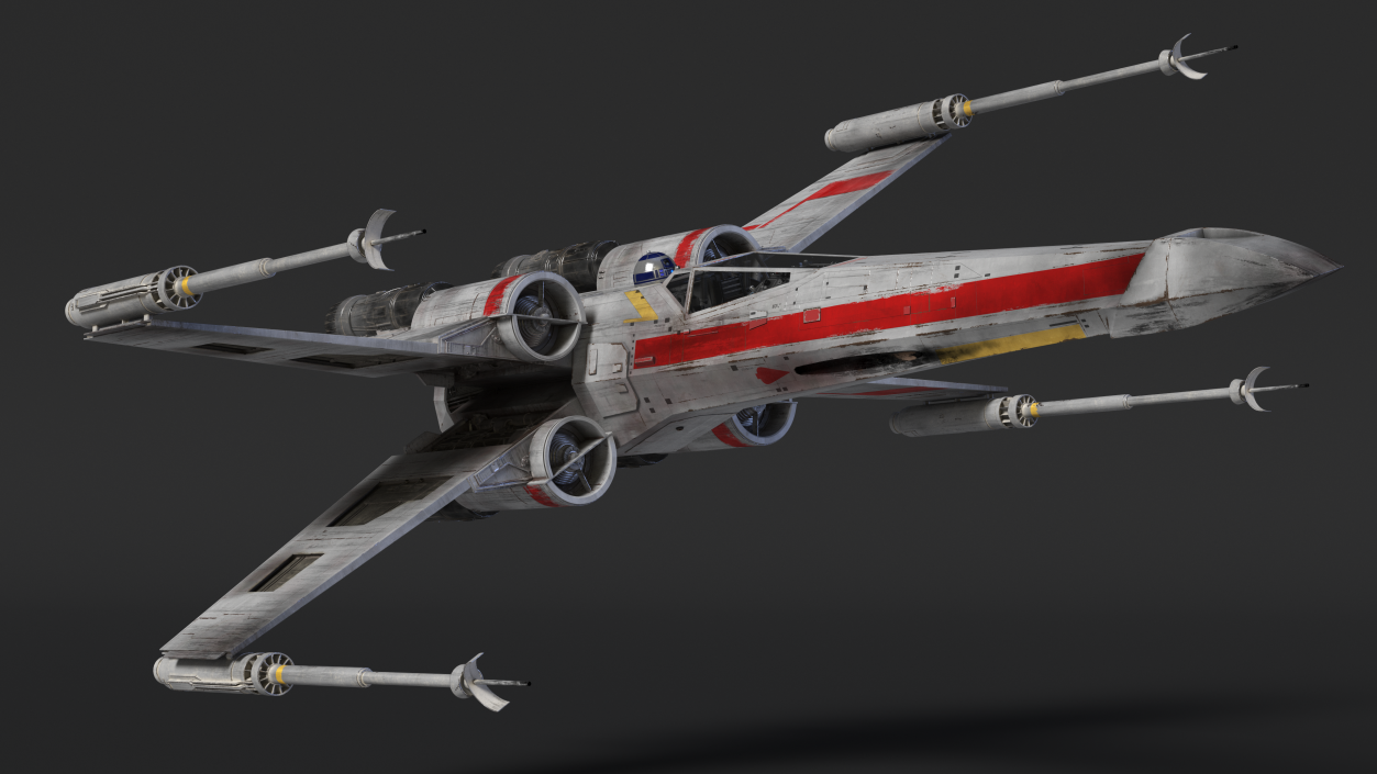 3D model Space Fighter X-Wing Starship with R2-D2