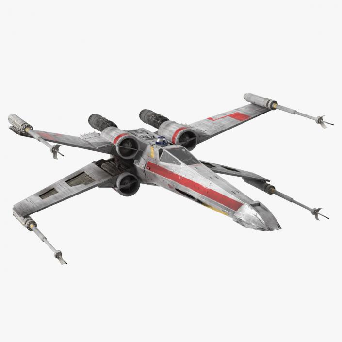 3D model Space Fighter X-Wing Starship with R2-D2