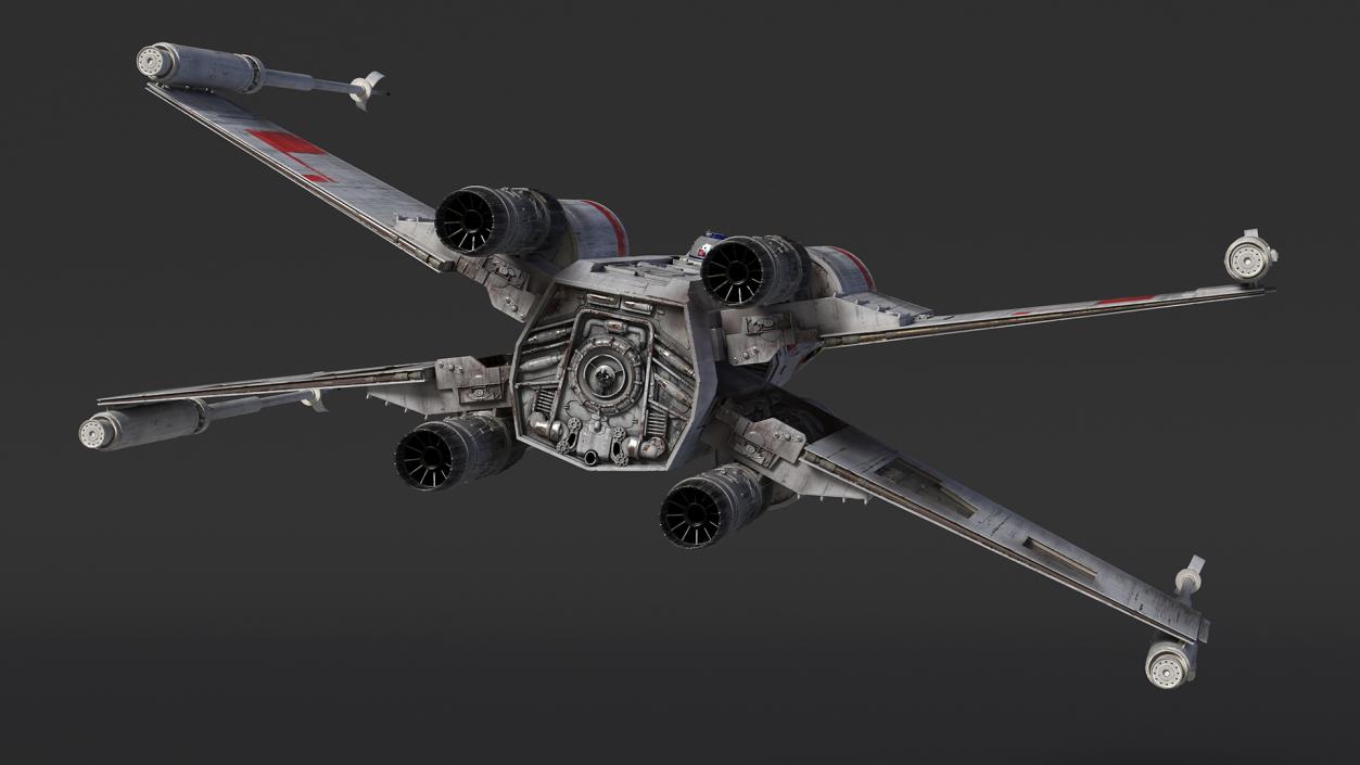 3D model Space Fighter X-Wing Starship with R2-D2