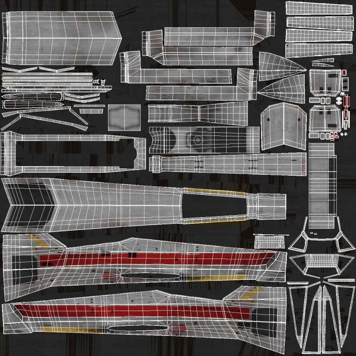 3D model Space Fighter X-Wing Starship with R2-D2