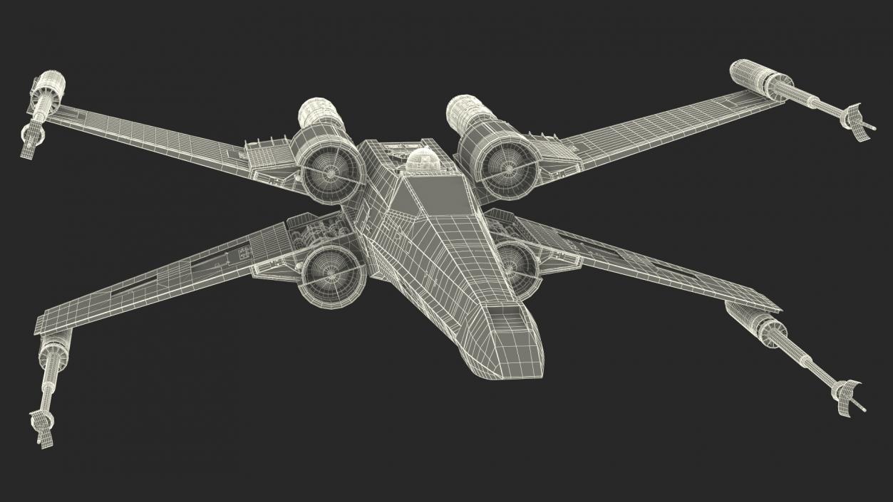 3D model Space Fighter X-Wing Starship with R2-D2