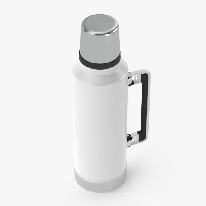 Stainless Steel Vacuum Bottle White 2 3D