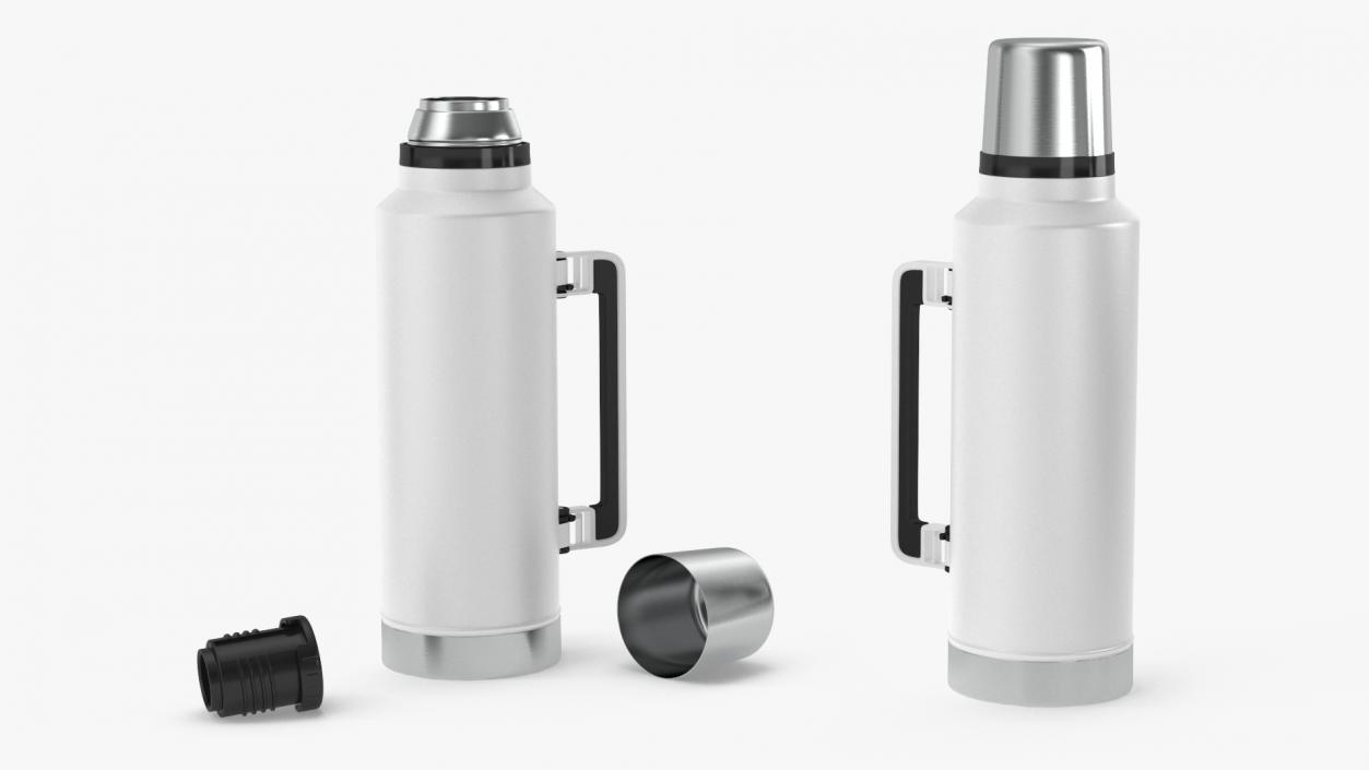 Stainless Steel Vacuum Bottle White 2 3D