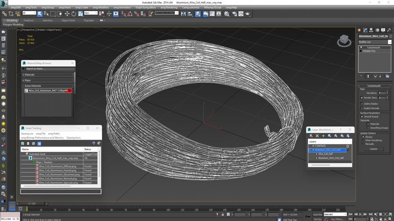 Aluminium Wire Coil Half 3D model