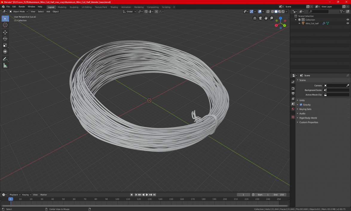 Aluminium Wire Coil Half 3D model