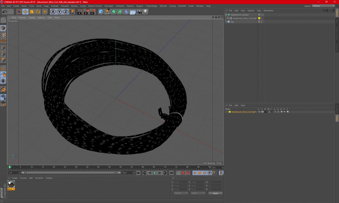 Aluminium Wire Coil Half 3D model