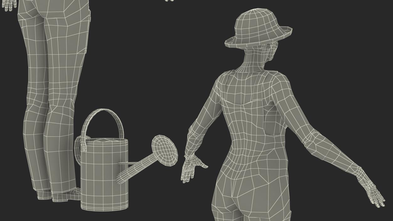 Gardener Asian Woman Rigged 3D