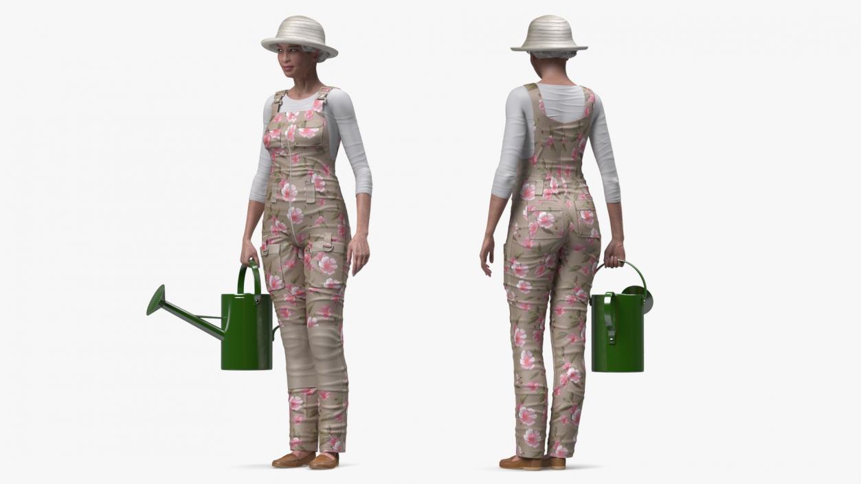 Gardener Asian Woman Rigged 3D