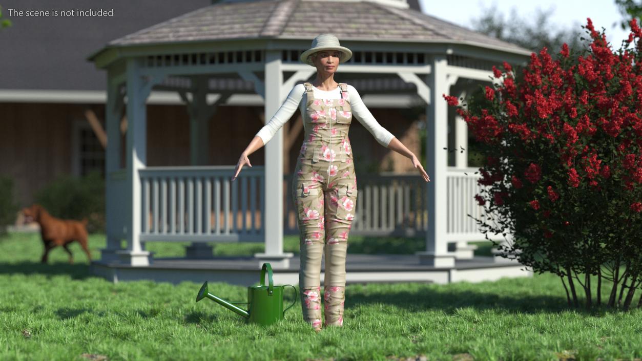 Gardener Asian Woman Rigged 3D