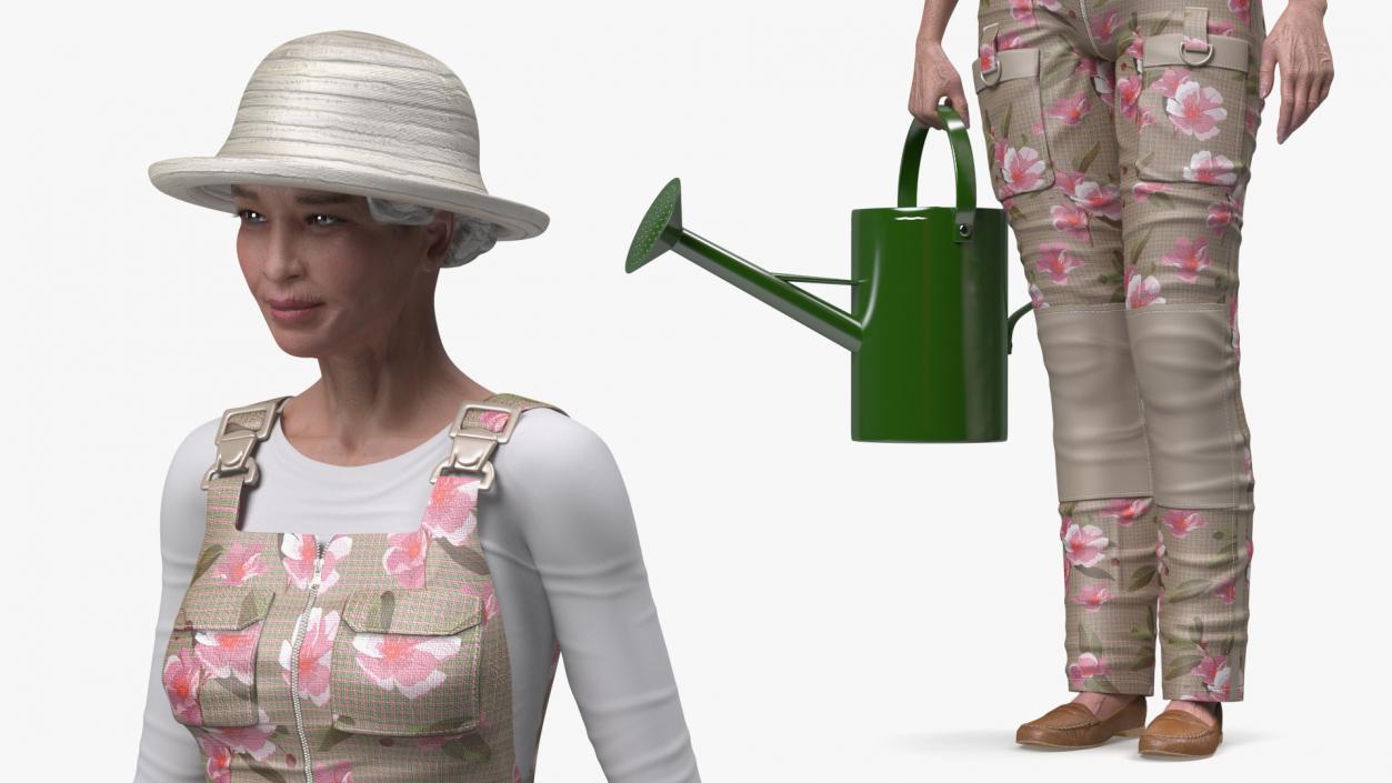 Gardener Asian Woman Rigged 3D