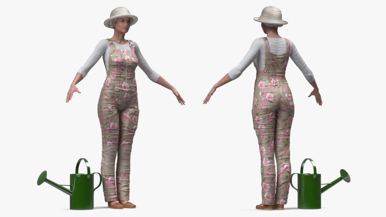 Gardener Asian Woman Rigged 3D