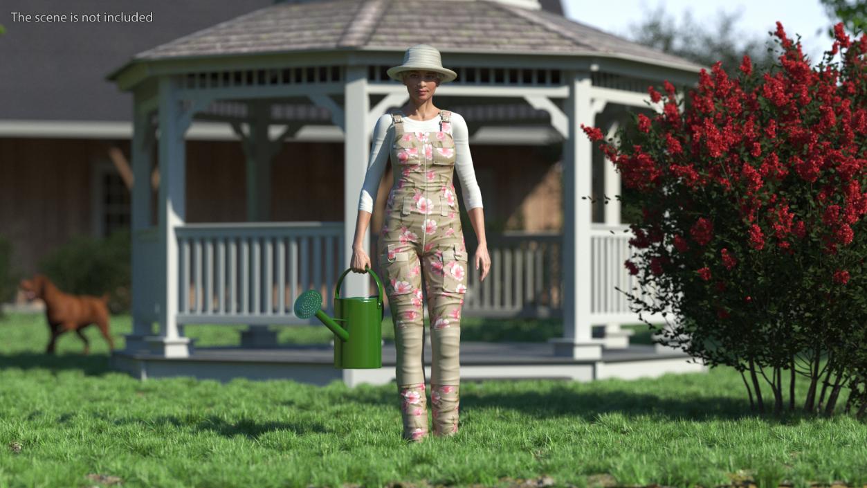 Gardener Asian Woman Rigged 3D