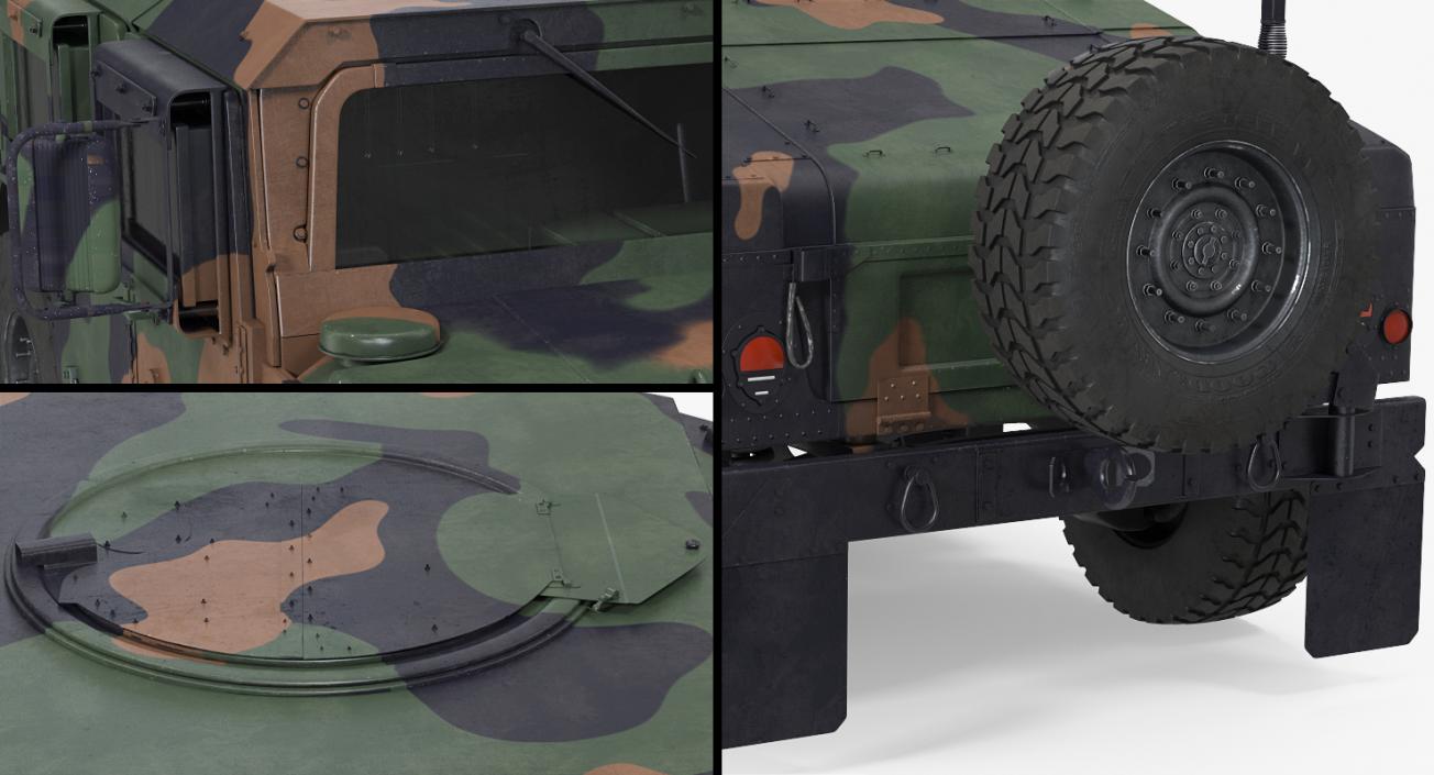 Humvee M1151 Rigged Camo 3D model