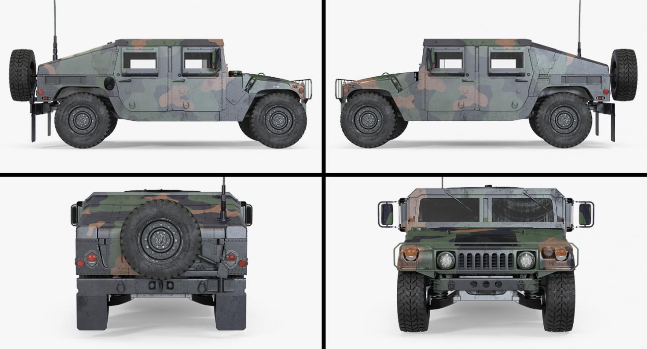 Humvee M1151 Rigged Camo 3D model