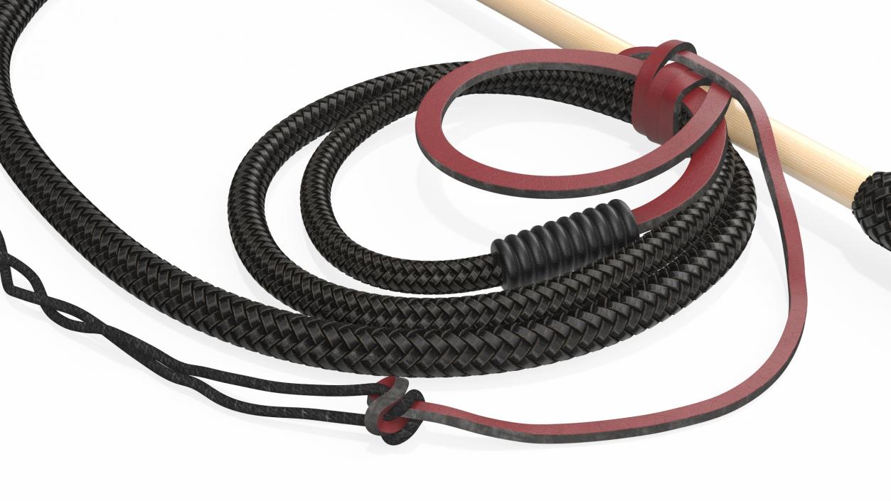 Historical Leather Whip Braided Black 2 3D model